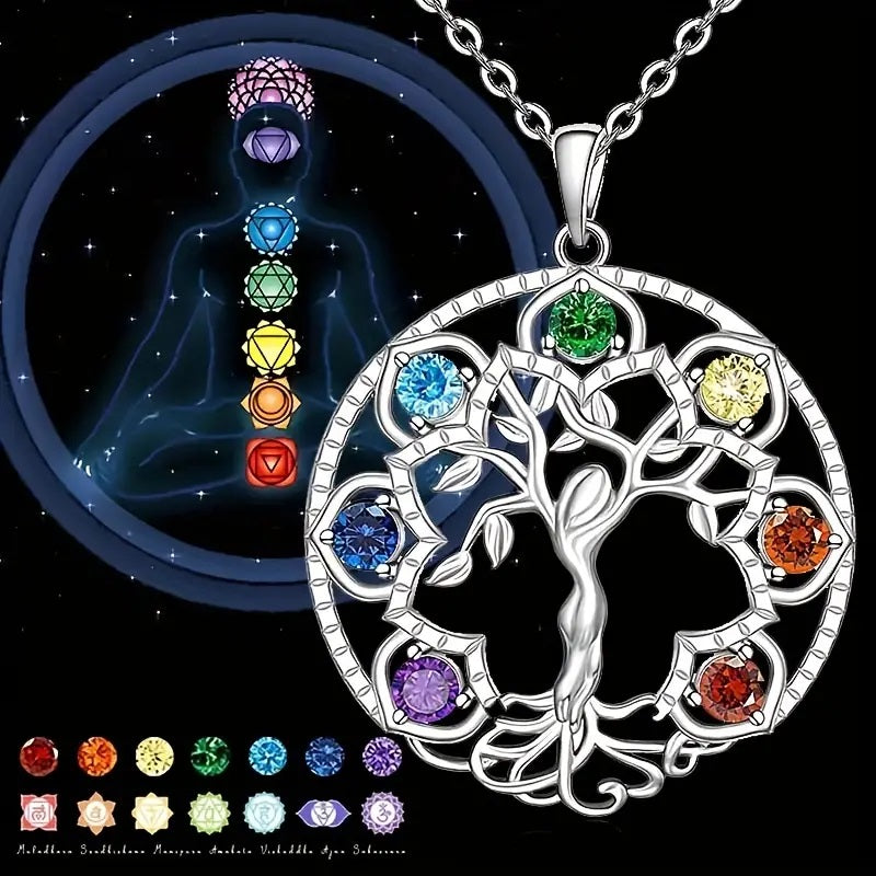 Chakra Tree Of Life Pendant Yoga Chakra Healing Stone Necklace