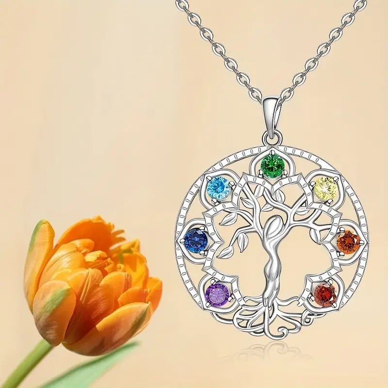 Chakra Tree Of Life Pendant Yoga Chakra Healing Stone Necklace