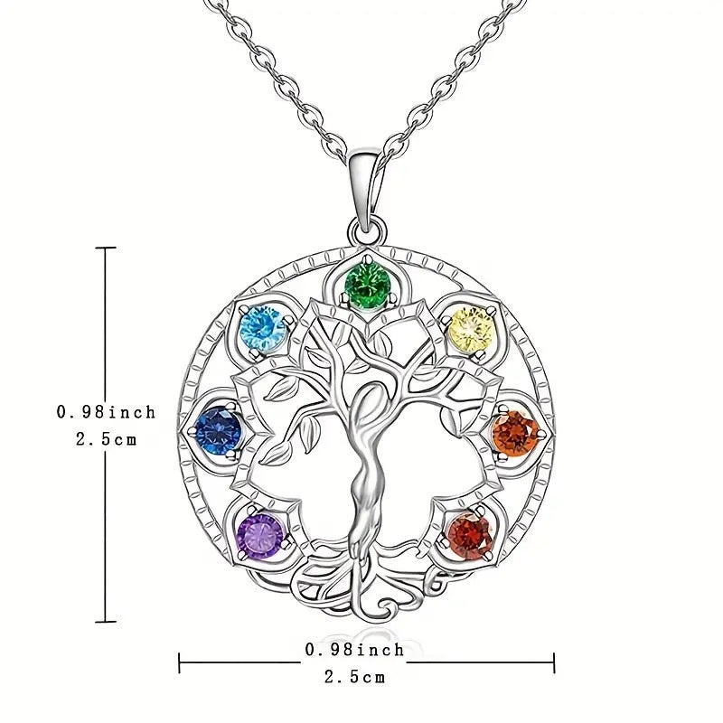 Chakra Tree Of Life Pendant Yoga Chakra Healing Stone Necklace